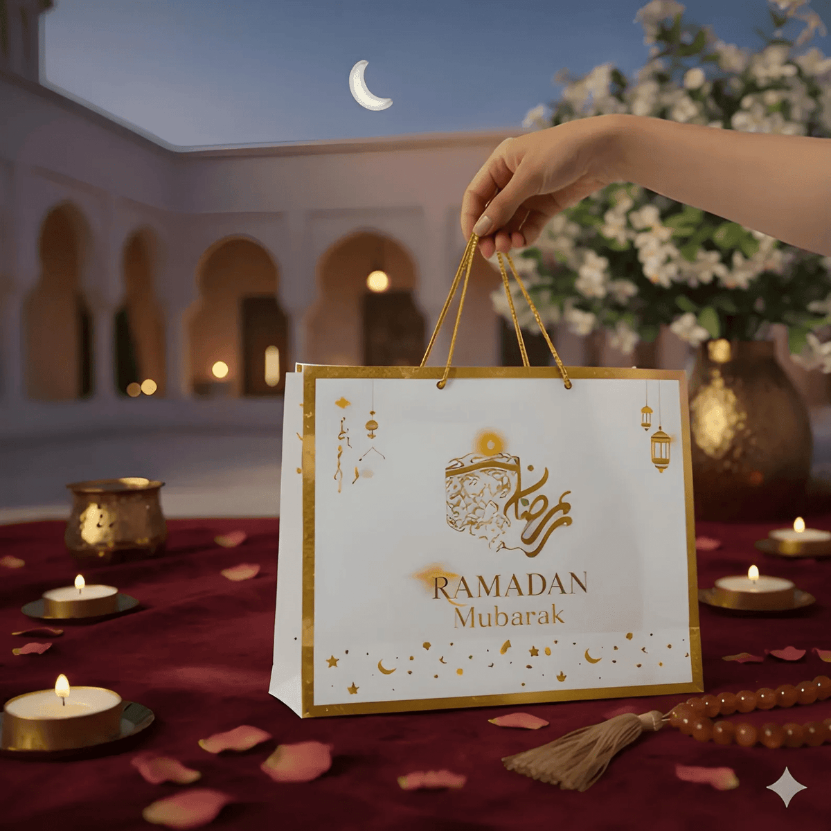 Ramadan Mubarak Decorative Gift Carry Bag - Darussalam